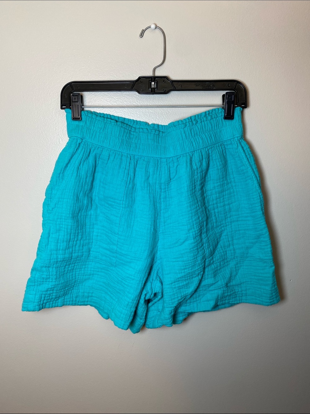 St. John's Bay Turquoise High-Waist Casual Shorts Medium Cotton Gauze
